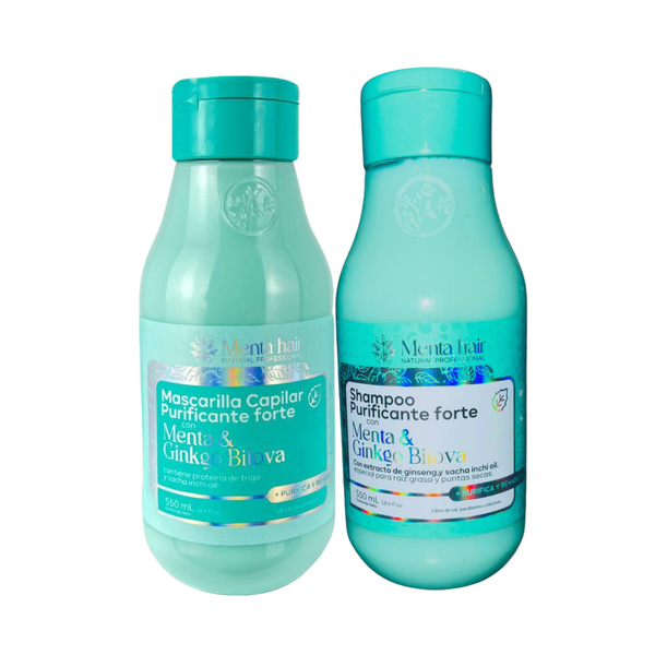 Forte Purifying Hair Duo with Ginkgo Bilova Menta Hair - Anti-grease and Anti-dandruff