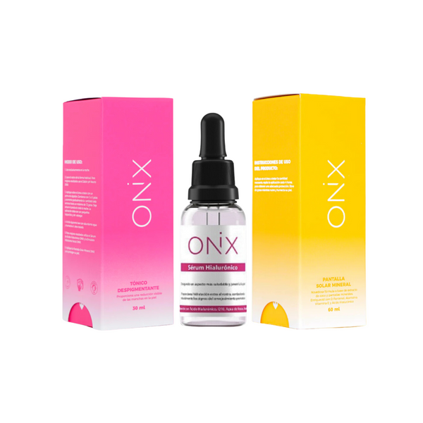 Onix Despigmentante Kit 3 Pack Serum Hialurónico 30ml + Despigmentante Onix 30ml + Protector Facial Solar 60ml