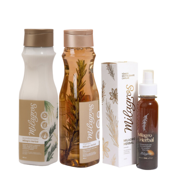 Kit Herbal Shampoo, Acondicionador y Tónico Herbal Milagros