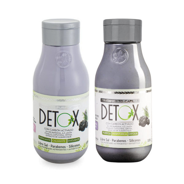 Duo Anticaspa Detox Capilar Menta Hair Shampoo y Tratamiento con Carbón Activado 550ml